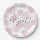 女の子のシンプルフローラ赤ちゃんシャワー植物性おむつ ペーパープレート (正面)