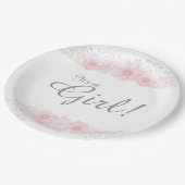 女の子のシンプルフローラ赤ちゃんシャワー植物性おむつ ペーパープレート (アングル)