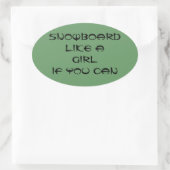 女の子のシールのようなスノーボード 楕円形シール (バッグ)