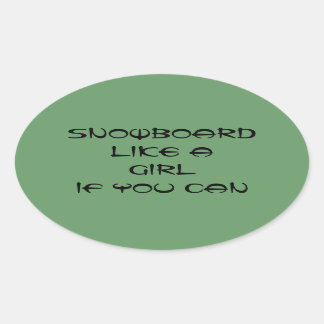 女の子のシールのようなスノーボード 楕円形シール