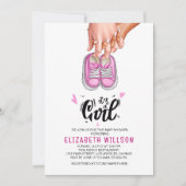 女の子のジェンダー番組バビシャワー 招待状 (正面)