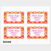 女の子のジグザグ名クラスの件名ラベルのシール 長方形シール (シート)