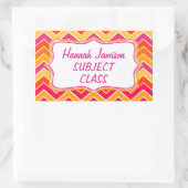 女の子のジグザグ名クラスの件名ラベルのシール 長方形シール (バッグ)