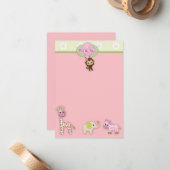 女の子のジャングルの動物のベビーシャワーは3.5"感謝していしていますx5 " ノートカード (正面/裏面インサイチュ)