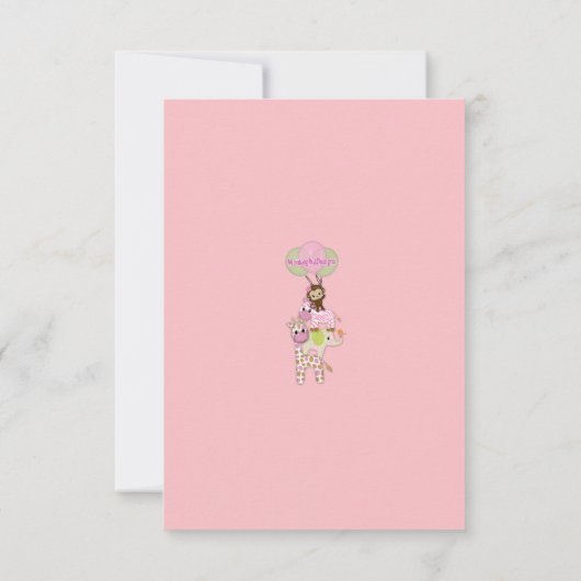 女の子のジャングルの動物のベビーシャワーは3.5"感謝していしていますx5 " ノートカード (裏面)