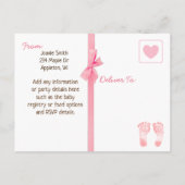 女の子のジャングルまたは動物園の動物をテーマにした赤ちゃんシャワー インビテーションポストカード (裏面)