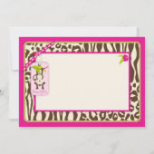 女の子のジャングル猿のサファリのベビーシャワーのブランク 招待状 (裏面)