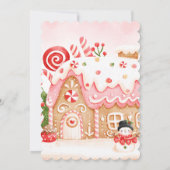 女の子のジンジャーブレッドハウスデコレーション誕生日パーティー 招待状 (裏面)