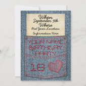 女の子のジーンズの小型のバースデーパーティ招待状 招待状 (裏面)