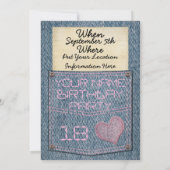 女の子のジーンズの小型のバースデーパーティ招待状 招待状 (裏面)