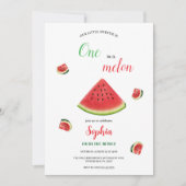 女の子のスイカの誕生日招待状 招待状 (正面)
