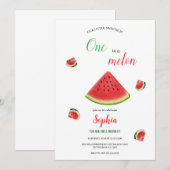 女の子のスイカの誕生日招待状 招待状 (正面/裏面)
