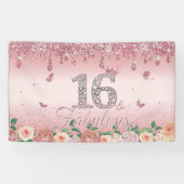 女の子のスイート16歳の誕生日飾り ハッピー16 横断幕 (横)
