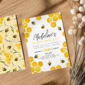 女の子のスウィートサマー ファーストビーデイ 1歳の誕生日 招待状