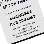 女の子のスカル不気味ワンハロウィーン1歳の誕生日 招待状