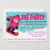 女の子のスキーパーティの招待状 招待状 (正面)