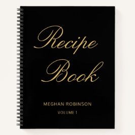 女の子のスクリプト料理本 ブラック パーソナライズド レシピ ノートブック