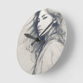 女の子のスケッチの壁時計 ラウンド壁時計 (傾斜)