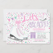 女の子のスケートパーティー招待状 ピンク スケートパーティー 招待状 (正面)