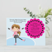 女の子のスケート ピンクの誕生日招待状 招待状 (スタンド正面)