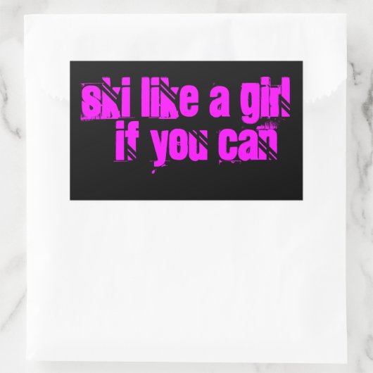 女の子のステッカーのようにスキーをする 長方形シール (バッグ)