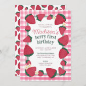 女の子のストロベリーファーム誕生日招待状 招待状 (正面/裏面)