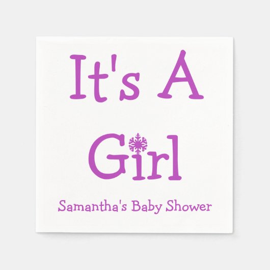 女の子のスノーフレーク スタンダードカクテルナプキン (正面)