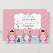 女の子のスパの招待状はパーティーの招待を甘やかします 招待状 (正面/裏面)