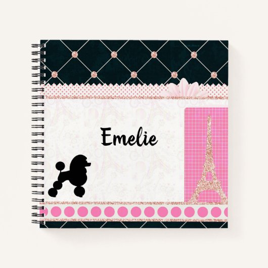 女の子のスパイラルフランスのノート ノートブック (正面)