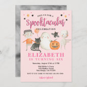 女の子のスペクタキュラーなハロウィン誕生日パーティー 招待状 (正面/裏面)