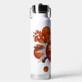 女の子のスポーツアクセサリーバスケットボールとスター ウォーターボトル (正面)