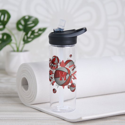 女の子のスポーツアクセサリー赤い灰色のバスケットボール星 ウォーターボトル (ヨガ)