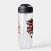 女の子のスポーツアクセサリー赤い灰色のバスケットボール星 ウォーターボトル (正面)