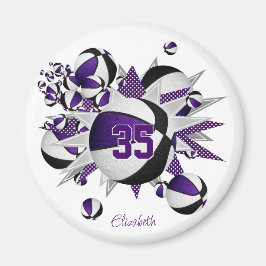 女の子のスポーツギフトパープルブラックバスケットの星 マグネット