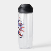 女の子のスポーツバスケットボールの赤白青スター ウォーターボトル (背面)