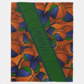 女の子のスポーツルームの装飾青い緑のバスケット フリースブランケット (正面)