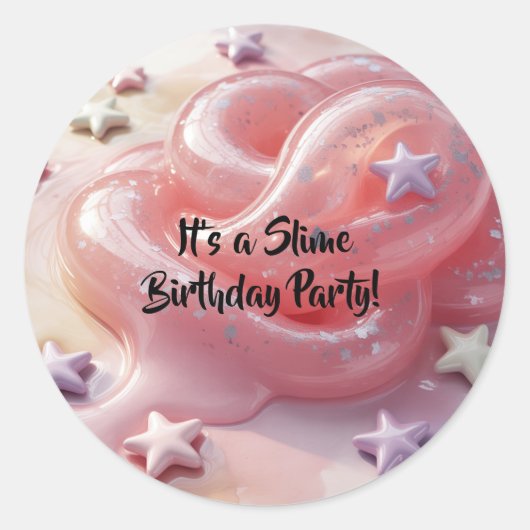 女の子のスライム誕生日パーティー ラウンドシール (正面)
