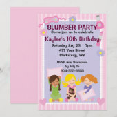 女の子のスランバー・パーティー 招待状 (正面/裏面)