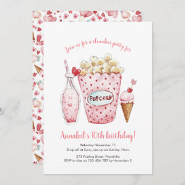 女の子のスリーパー・パーティー・ハートの誕生日招待状 招待状