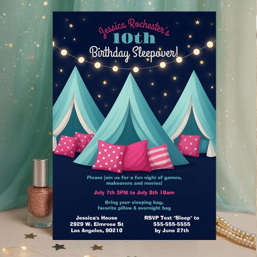 女の子のスリーポバー誕生日パーティーテント文字列ライト 招待状