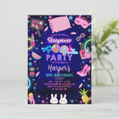 女の子のスリーポプールパーティー誕生日招待状。 招待状 (スタンド正面)