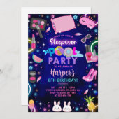 女の子のスリーポプールパーティー誕生日招待状。 招待状 (正面/裏面)