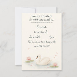 女の子のスワンプリンセス誕生日招待状 招待状