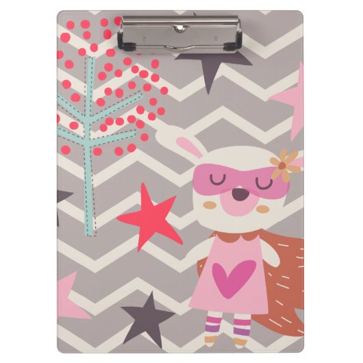 女の子のスーパーヒーローのバニー クリップボード (正面)