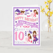 女の子のスーパーヒーローのパーソナライズなバースデー・カード カード (黄色い花)