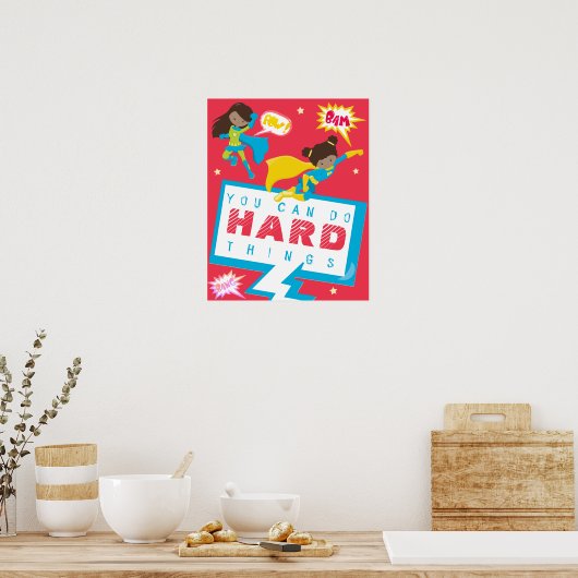 女の子のスーパーヒーローは懸命モノができるやる気を起こさせる ポスター (キッチン)