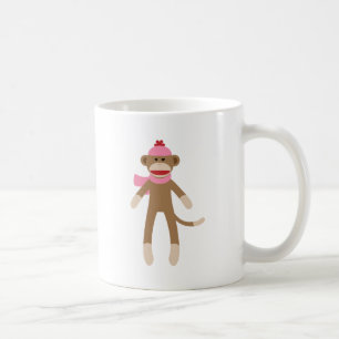 女の子のソックス猿 コーヒーマグカップ