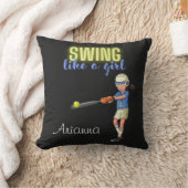 女の子のソフトボールのように振る クッション (ブランケット)