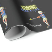 女の子のソフトボールのように振る ラッピングペーパー (ロールコーナー)