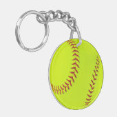女の子のソフトボールの倍はkeychainのあたりで味方しました キーホルダー (正面左)
